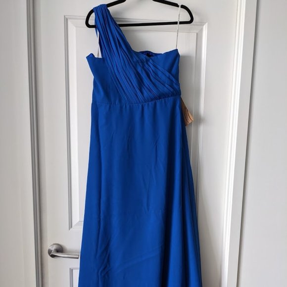 Royal Blue One Shoulder Floor Length Long Plus Size 16W Dress - Picture 2 of 8